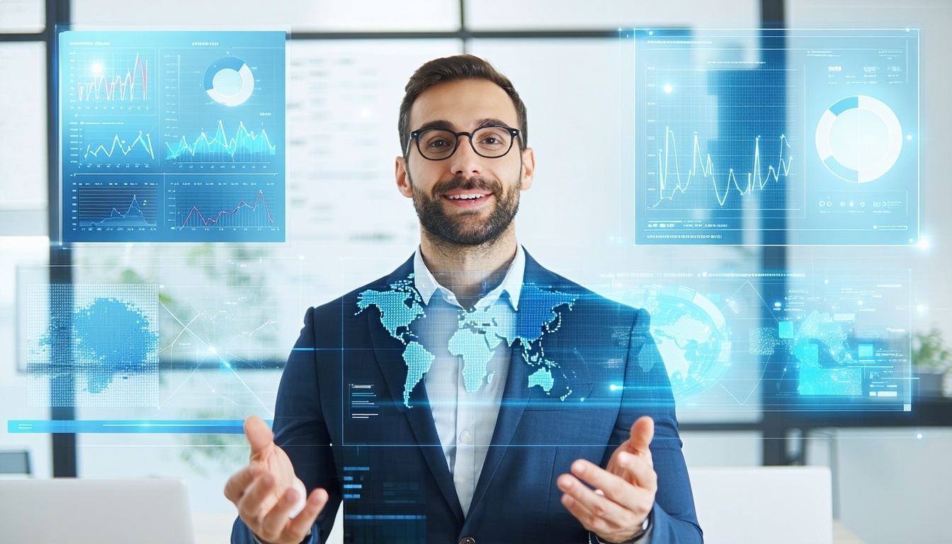 Consultor explicando estratégias de tecnologia para clientes
